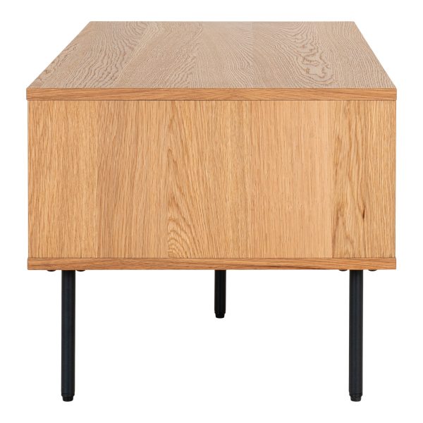 Kyoto Coffee Table - Coffee Table, oak veneer, black metal legs, 2 drawers 50x100x45 cm - Afbeelding 5