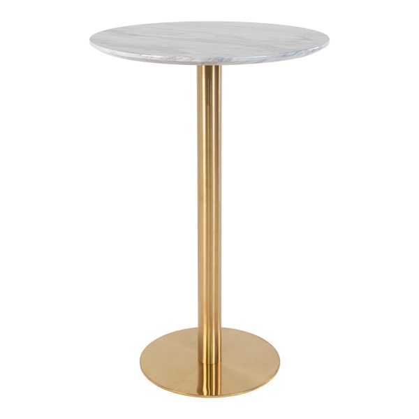 Bolzano Bar Table - Bar table with top in marble look and brass base Ã¸70x105cm
