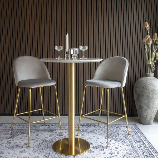 Bolzano Bar Table - Bar table with top in marble look and brass base Ã¸70x105cm - Afbeelding 2