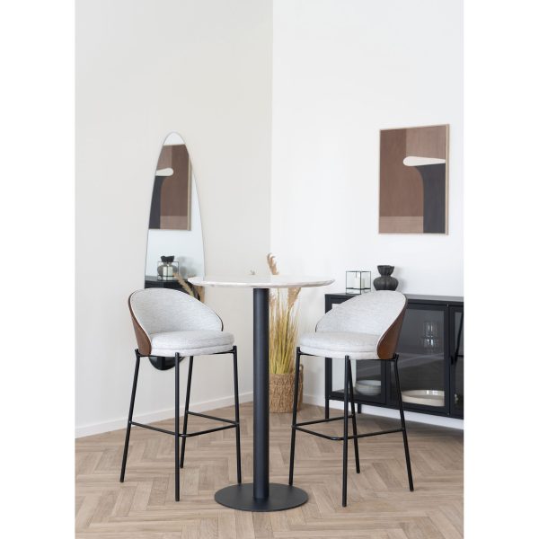 Bolzano Bar Table - Bar table with top in marble look and black base Ã¸70x105cm - Afbeelding 2