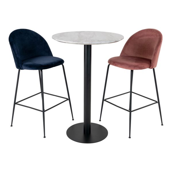 Bolzano Bar Table - Bar table with top in marble look and black base Ã¸70x105cm - Afbeelding 5
