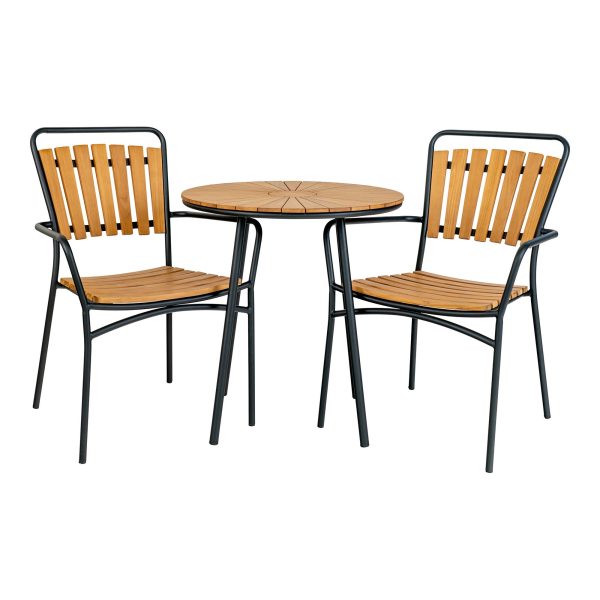 Cleveland Café Table - Café Table, teak table top, natural, black legs, ø70x74 cm - Afbeelding 4