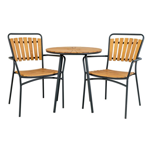 Cleveland Café Table - Café Table, teak table top, natural, black legs, ø70x74 cm - Afbeelding 5