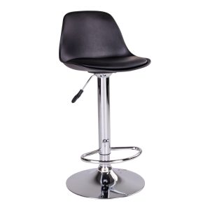 Trondheim Bar Chair - Bar chair in black with chrome legs (set of 2)
