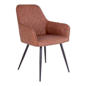 Harbo Dining Chair - Chair in vintage brown PU with black legs (set of 2)