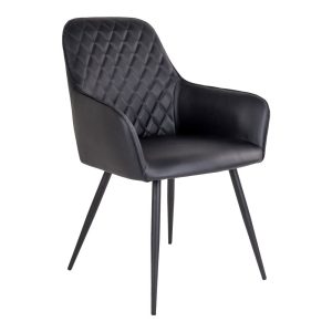 Harbo Dining Chair - Chair in black PU with black legs (set of 2)