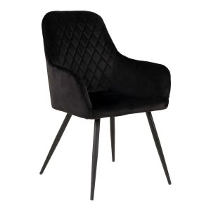 Harbo Dining Chair - Chair in black velvet with black legs (set of 2)
