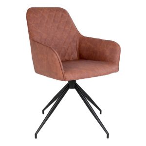 Harbo Dining Chair with Swivel - Chair with swivel in vintage brown PU with black legs HN1220