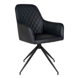 Harbo Dining Chair with Swivel - Chair with swivel in black PU with black legs HN1223