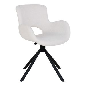 Amorim Dining Chair - Dining Chair, in bouclǸ off-white with swivel (set of 2)