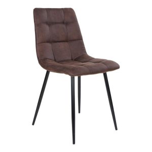 Middelfart Dining Chair - Chair in dark brown microfiber with black legs (set of 2)