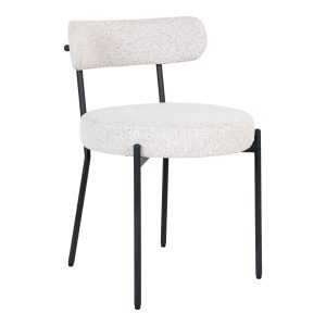 Badalona Dining Chair - Dining Chair, white bouclǸ with black legs, HN1270 (set of 2)