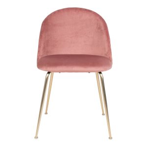 Geneve Dining Chair - Chair in rose velvet with legs in brass look (set of 2)