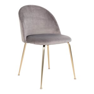 Geneve Dining Chair - Chair in grey velvet with legs in brass look (set of 2)