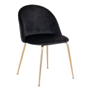 Geneve Dining Chair - Chair in black velvet with legs in brass look (set of 2)