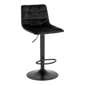 Middelfart Bar Chair - Bar chair in black velvet with black legs (set of 2)