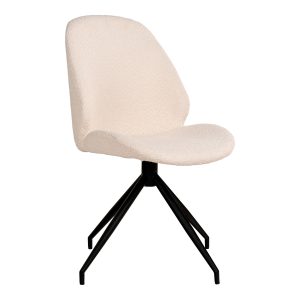 Monte Carlo Dining Chair - Dining Chair in bouclé with swivel base, white with black legs, HN1232 (set of 2)