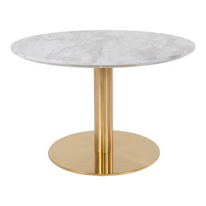 Bolzano Coffee Table - Coffee table with top in marble look and brass base ø70x45cm