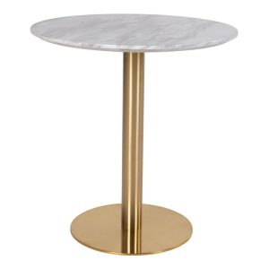Bolzano Dining Table - Dining table with top in marble look and base in brass look ø70x75cm