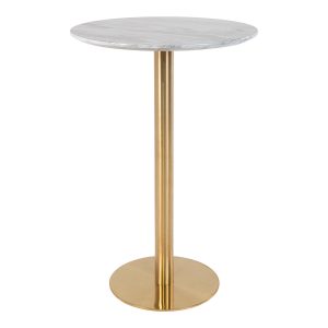 Bolzano Bar Table - Bar table with top in marble look and brass base ø70x105cm