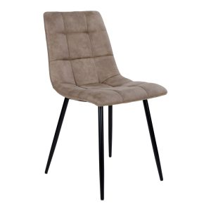 Middelfart Dining Chair - Chair in light brown microfiber with black legs (set of 2)