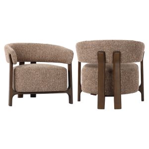 Fauteuil Dalara Tweed stof en beukenhout, kleur Bruin